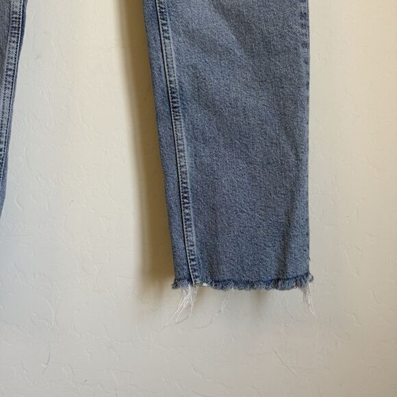 Zara Womens High Rise Slim Straight Raw Hem Ankle Vintage Wash Jeans Size 6 - Picture 3 of 13